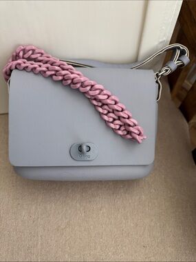 O Bag Lavender / Bluish Crossbo Bag with Pink Chain Strap - Women's Shoulder Bag
